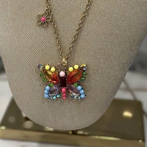 ✨NWT✨ Betsey Johnson Love Fest Butterfly Slider Necklace Colorful Gold Tone